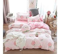 Homewish Kawaii Cartoon Peach Pink Set biancheria da letto matrimoniale Lovely Peach Girl Set biancheria da letto Cute Fruit Copripiumino Trapunta tropicale Biancheria da letto morbida