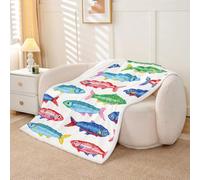 Homewish Kids Cute Ocean Fish Coperta in pile Queen 229x229cm