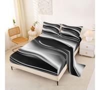 Homewish Lenzuolo con angoli elasticizzati per letto king size, a righe | Ombre Wave Line Lenzuola con angoli profondi 16 in / 40 cm, set di lenzuola moderne di lusso chic