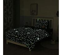 Homewish Set copripiumino con stelle luminose per bambini, blu con stelle e universo a cartone animato, biancheria da letto per adolescenti, ragazzi e ragazze, per bambini, coperta con cielo stellato