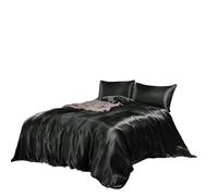 Homewish Set Copripiumino Nero di Modo Doppio Formato di Seta Come Set di Biancheria da Letto in Raso Estivo Reversibile Trapunta/Trapunta Copertura Poliestere Luna di Sexy Biancheria da Letto