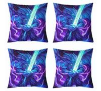 Homewish Set di 4 federe per cuscino con animali magici occidentali | Federa per cuscino con spada blu, motivo spada misteriosa e selvaggia, per divano