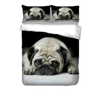 Homewish Set di biancheria da letto a tema animali 3D per letto matrimoniale con cane, set copripiumino per letto matrimoniale, motivo cane, con carlino, con stampa, per bambini, adolescenti,