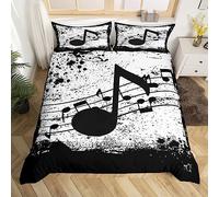 Homewish Set di biancheria da letto a tema musicale, con copripiumino e copripiumino a tema musicale, stile vintage, per letto matrimoniale, retrò, con motivo popstar e musicista, leggero, con