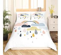 Homewish Set di biancheria da letto con copripiumino per bambini e ragazze, motivo arcobaleno con disegni di arcobaleno, decorazione per la stanza, super king size, con motivo con scarabocchi e nuvole