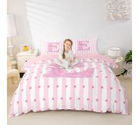 Homewish Set di biancheria da letto con fiocco rosa alfabeto E king size per bambini adolescenti adulti camera da letto Decor Bowknot Glitter copripiumino Dreamy Princess Bed set