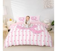 Homewish Set di biancheria da letto con fiocco rosa alfabeto Q super king size per ragazze adolescenti donne camera da letto fiocco glitter copripiumino Dreamy Princess set con 2 federe