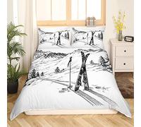 Homewish Set di biancheria da letto per letto singolo, copripiumino per bambini e ragazzi, per camera da letto di adulti, con illustrazione di montagna, 2 pezzi, con 1 federa