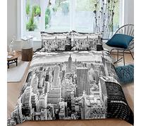 Homewish Set di biancheria da letto per letto super king size New York con copripiumino e 2 federe, motivo paesaggio urbano americano, per bambini, adolescenti, adulti, uomini, famoso, urbano, colore: