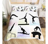 Homewish Set di biancheria da letto per ragazze, per ginnastica, per bambini, per ginnastica, per la ginnastica, per letto singolo, con motivo arcobaleno, con motivo sportivo, traspirante