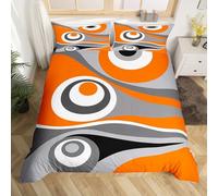 Homewish Set di biancheria da letto per ragazzi con copripiumino singolo arancione, grigio, nero, bianco, per uomini, moderno, alla moda, astratto, per bambini e adolescenti, set di biancheria da