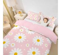 Homewish Set di biancheria da letto singolo con motivo floreale e margherite rosa, per bambini, adolescenti, donne, per tutte le stagioni, set di biancheria da letto Kawaii con 1 federa