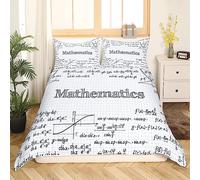 Homewish Set di biancheria da letto singolo per ragazzi e ragazze, con copripiumino a tema matematico, geometria, scienza, copripiumino per ragazzi e bambini, formula matematica, copriletto, scuola,