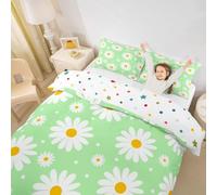Homewish Set di biancheria da letto super king size con margherite verdi per bambini, adolescenti e adulti, grazioso copripiumino rustico floreale con margherite per camera da letto per tutte le