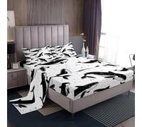 Homewish Set di lenzuola per bambini con balene carine e balene, stampa kawaii, con lenzuolo con angoli, motivo animali dell'oceano, nero e bianco, in morbida microfibra, decorazione per camera da