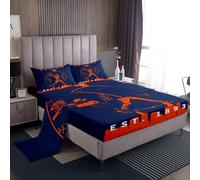 Homewish Set di lenzuola per letto matrimoniale, motivo baseball, per bambini, softball, sport, giochi, atleti, città, silhouette, per ragazzi, ragazzi, uomini, decorazione per camera da letto