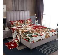 Homewish Set di lenzuola per letto singolo con fiocchi di neve invernali, set di biancheria da letto per bambini, ragazze e ragazzi, decorazioni natalizie, lenzuola colorate con angoli, 3 pezzi