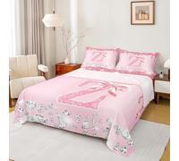 Homewish Set di lenzuola per ragazze con fiocco rosa singolo personalizzato iniziale Z lenzuola set di lenzuola Coquette Bow Diamond Sheet Set per ragazzi ragazze Glitter Princess Monogrammed Bed Sets