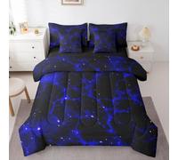 Homewish Set Letto 7 Pezzi in Microfibra Singolo Crepa Blu Neon