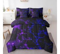 Homewish Set Letto 7 Pezzi in Microfibra Singolo Crepa Con Venature Viola