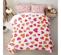 Homewish Set trapunta King Size con stampa a cuore multicolore, 3 pezzi | Minimalismo moderno trapuntato set biancheria da letto carino geometrico copriletto copriletto decorazione