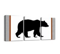 Homewish Stampa artistica da parete su tela con orso, poster con animali del bosco, 40 x 30 cm, 3 pezzi, per la decorazione di casa, campagna, caccia, fauna selvatica, decorazione da parete, geometria