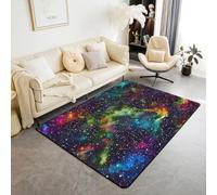 Homewish Tappeto decorativo per camera da letto, motivo cielo stellato giallo, universo, nebulosa non perde pelo, per interni, serie misteriosa galassia, 100 x 150 cm, per bambini, ragazzi e