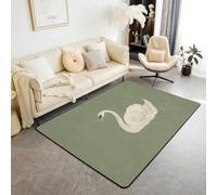 Homewish Tappeto vintage con cigno 150 x 200 cm per comodino cucina classico animale antiscivolo tappeto cigno cascata cascina tappeto zwaan animali selvatici pittura a olio tappeto decorativo accento