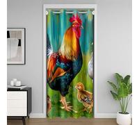 Homewish Tenda colorata per porta con gallo per la privacy della porta, tenda oscurante a forma di gallina, tenda rustica per porta con foglie verdi, divisorio temporaneo, 86,4 cm di larghezza x 203,2