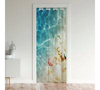 Homewish Tenda per porta con oceano per la privacy, tenda oscurante a tema spiaggia costiera, tende per porte hawaiane, tende per porte e finestre con stelle marine, per armadio, blu foglia di tè (1