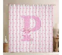 Homewish Tende oscuranti con lettera iniziale P, con fiocco rosa, 2 pannelli, 168 x 228 cm, motivo principessa sognante, tende per bambini, ragazze, soggiorno, decorazione con fiocco kawaii