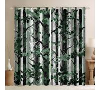 Homewish Tende oscuranti verdi mimetiche rustiche per cabine e logge, 2 pannelli, 168 x 183 cm, tende in legno per finestre di campagna e case di campagna, tende con foglie di alberi selvatici