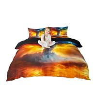 Homewish Tornado - Set copripiumino matrimoniale con fulmini naturali e nuvole rosse e blu, per bambini, ragazzi e uomini, decorazione moderna astratta per la stanza