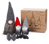 Homewit Gnomo di Natale Decorazioni Natalizie, 3 Pezzi Oggettistica Natalizia 20 cm & 40 cm di Altezza Fatti a Mano Tomte Svedese per la Casa - Gnomi Folletti Scandinavi Altezza