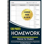 Homework Planner for ADHD Students: 130 Pages Undated Assignment Tracker Notebook for Elementary, Middle & High School