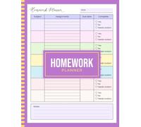 Homework Planner for ADHD Students: Colorful Undated Assignment Notebook for Middle and High School Girls to Stay Organized | 8.5 x 11 Inches