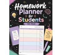 Homework Planner for Students: Daily Assignment Tracker, Class Schedule Organizer, Due Date Log, Study Planning Journal, School Work Checklist with Notes Pages