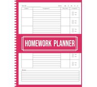 Homework Planner: Undated Assignment Journal Notebook for middle, high school and College. 120 Pages, Large Print 8.5"x11" Inches. Pink Cover.