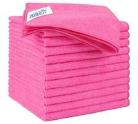 HOMEXCEL Confezione da 12 panni in microfibra rosa, 31,8 x 31,8 cm, panno in microfibra per auto, ultra assorbente, senza pelucchi, senza striature, per auto, cucina e finestre