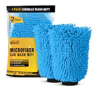 HOMEXCEL Guanto per lavaggio auto, 2 guanti in microfibra di ciniglia, antigraffio e senza pelucchi, schiuma ricca, altamente assorbente, doppio lato, guanto perfetto per il lavaggio e i dettagli