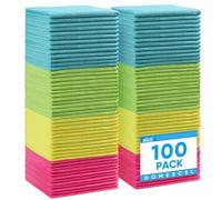 HOMEXCEL Panno di pulizia in microfibra, confezione da 100, asciugamani per la pulizia con 4 colori assortiti, 30 x 30 cm (verde/blu/giallo/rosa)