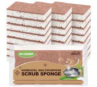 HOMEXCEL set di 24 spugne da cucina naturali, bifacciali, antigraffio, per piatti e padelle antiaderenti