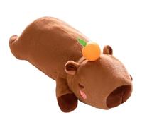 HOMEXYLYL Grande cuscino in peluche capibara, animale di peluche lungo con decorazioni arancioni e ali