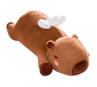 HOMEXYLYL Grande cuscino in peluche capibara, animale di peluche lungo con decorazioni arancioni e ali