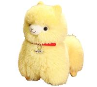 HOMEXYLYL Peluche Alpaca, Peluche Soffice con Collare a Campana, Compagno Coccolone, Cuscino for Abbracci, for Bambini Adulti(Yellow,25cm/10in)