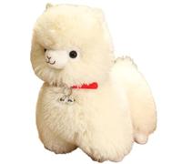 HOMEXYLYL Peluche Alpaca, Peluche Soffice con Collare a Campana, Compagno Coccolone, Cuscino for Abbracci, for Bambini Adulti(White,25cm/10in)