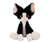 HOMEXYLYL Peluche gatto Devon Rex, simpatico gattino farcito morbido peluche regalo for bambini coccolone cuscino gatto(Black)