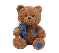 HOMEXYLYL Peluche Orso bruno, Orso imbottito seduto con dettagli toppa in denim, soffice cuscino da compagnia for regali di decorazioni for la casa(80cm/31.5in)
