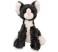 HOMEXYLYL Simulazione Devon Rex Gatto Peluche, Gattino Bianco e Nero, Animale di Peluche con Lunghi Capelli Ricci, Compagno Coccolone, Regali for Bambini