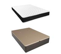 Homey - Confezione materasso viscoelastico Sleep Pro reversibile + lettino in legno pieghevole, grande capacità, colore wengé 150 x 200